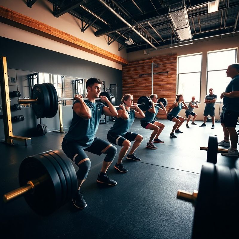 Group barbell squat class at Co Ltd San Diego